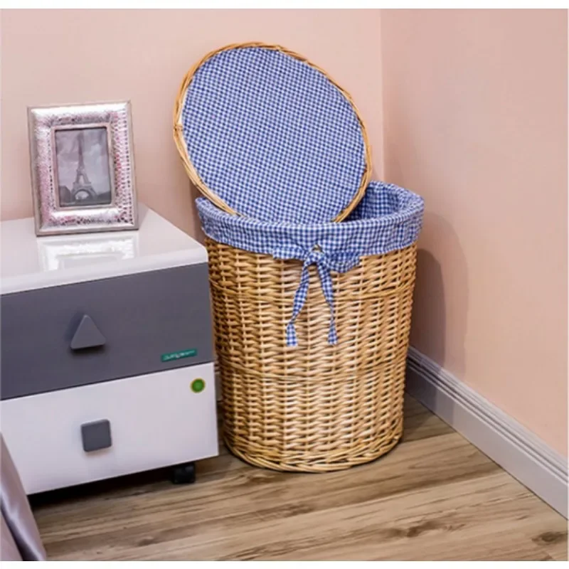 Large Dirty Clothes Basket Rattan Storage with Lid Clothes Basket Sundries Toys Storage Bucket Multi-Purpose Storage Baskeks 3