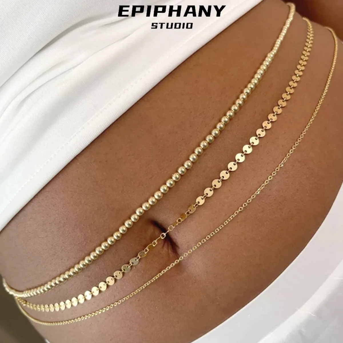 

Simple Personalized Multi-layer Beaded Chain Belt Retro Versatile Punk Sequin Waist Belly Chain for Women