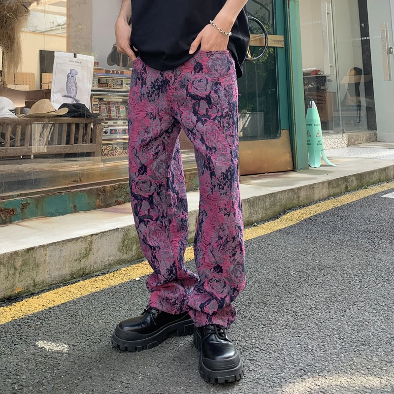 High End New Men'S Jeans Fashionable Straight Tube Loose Fashion Brand Jacquard Casual Hip Hop Printing Craft Denim Pants