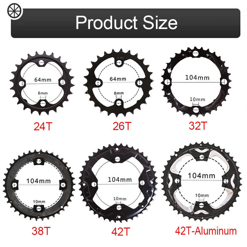 Budget Unbranded 104 64 mm BCD PCD Chain Rings 22-44 t Ring Chainring 4 Hole 