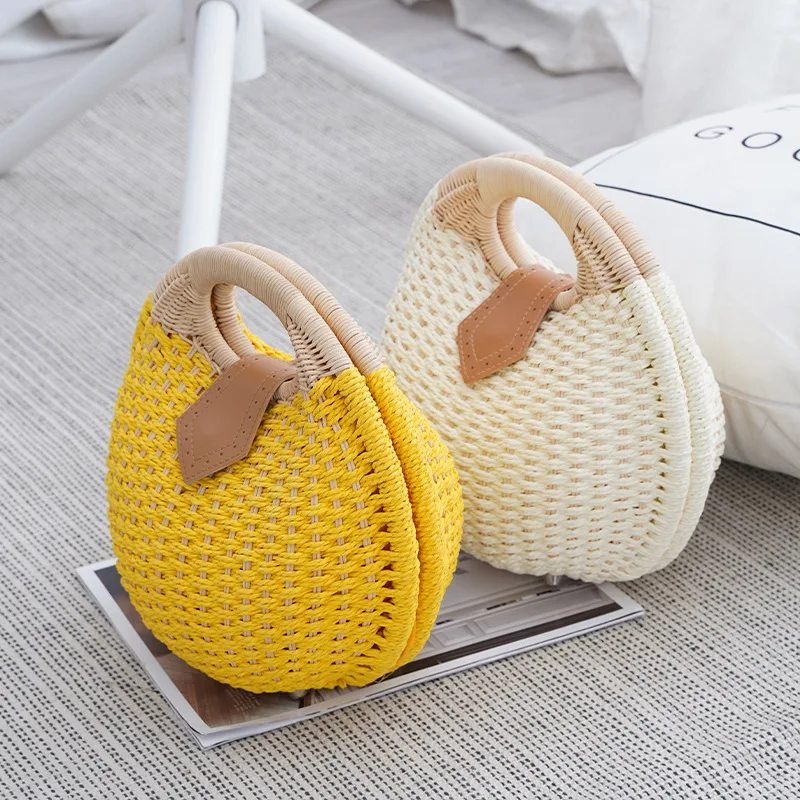 Holiday Shell Shape Straw Bag Coin Purse Designer Handmade Rattan Woven Small Tote Woven Female Fashion Beach Bag Crossbody Bags