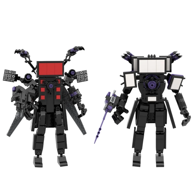 2024 New Hot Skibidi Toilet Titan Tv Man Figure Knife Chain Tv Man Revenge Building Blocks Set Toys Model For Friend Kids Gift