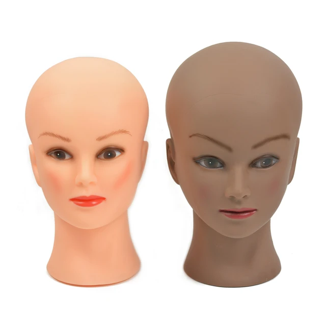 Bald Mannequin Head, 49cm Makeup/No Makeup Manikin Head for Makeup  Training, Wig Making, Hat Display(No Makeup)