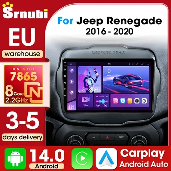 Srnubi Carplay inalámbrico para Jeep Renegade 2016 2017 2018 2018 2020 Android Auto, Radio para coche de 9 pulgadas, reproductor Multimedia, navegación GPS, 2 Din UIS7865, pantalla QLED, luz de botón 1