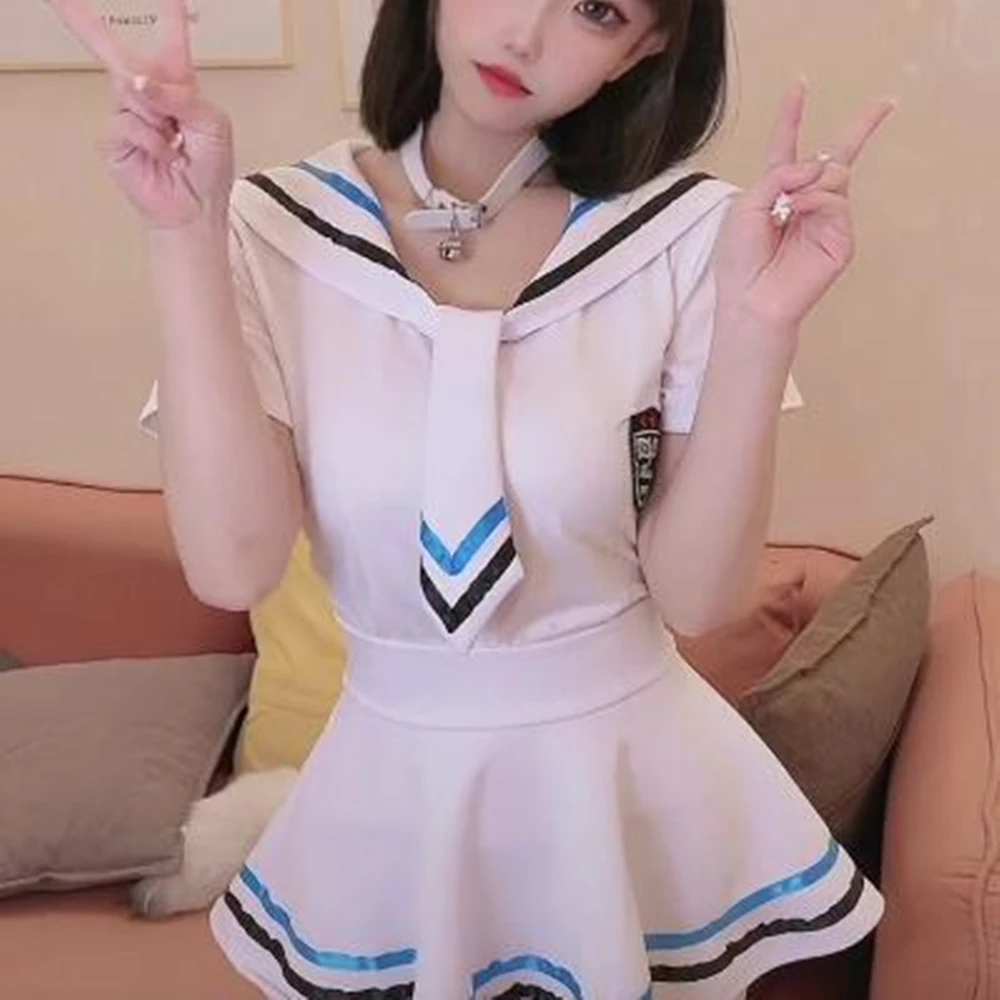 

Fun Lingerie Women's Sexy Student Sailor Costume Role Playing Uniform Temptation Nightwear Lady Underwear Flight Attendant Set