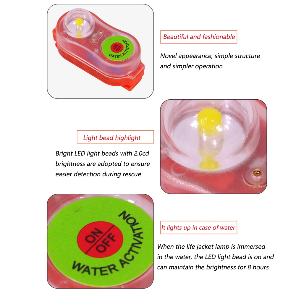 Emergency Signal Lamp Water-Activate Safety Personal Locator Light Energy-Efficient Life Vest Signal Light Outdoor Accessories