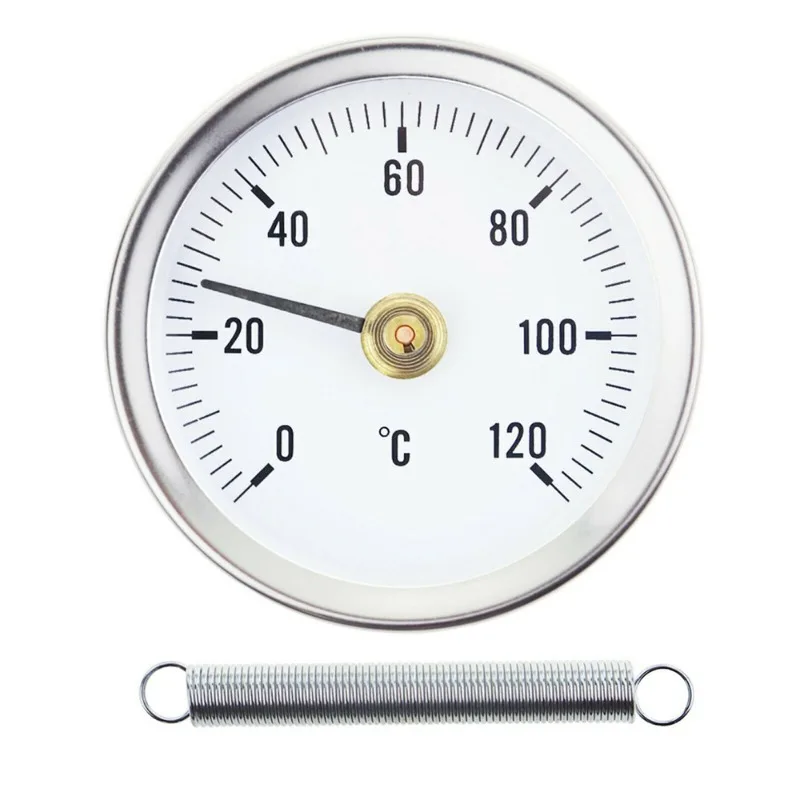 

Thermometer 0-120°C Hot Water Pipe Stainless Steel Clamp-On Tube Thermometer Chimney Pipe Oven Barbecue Dial Temperature Gauge