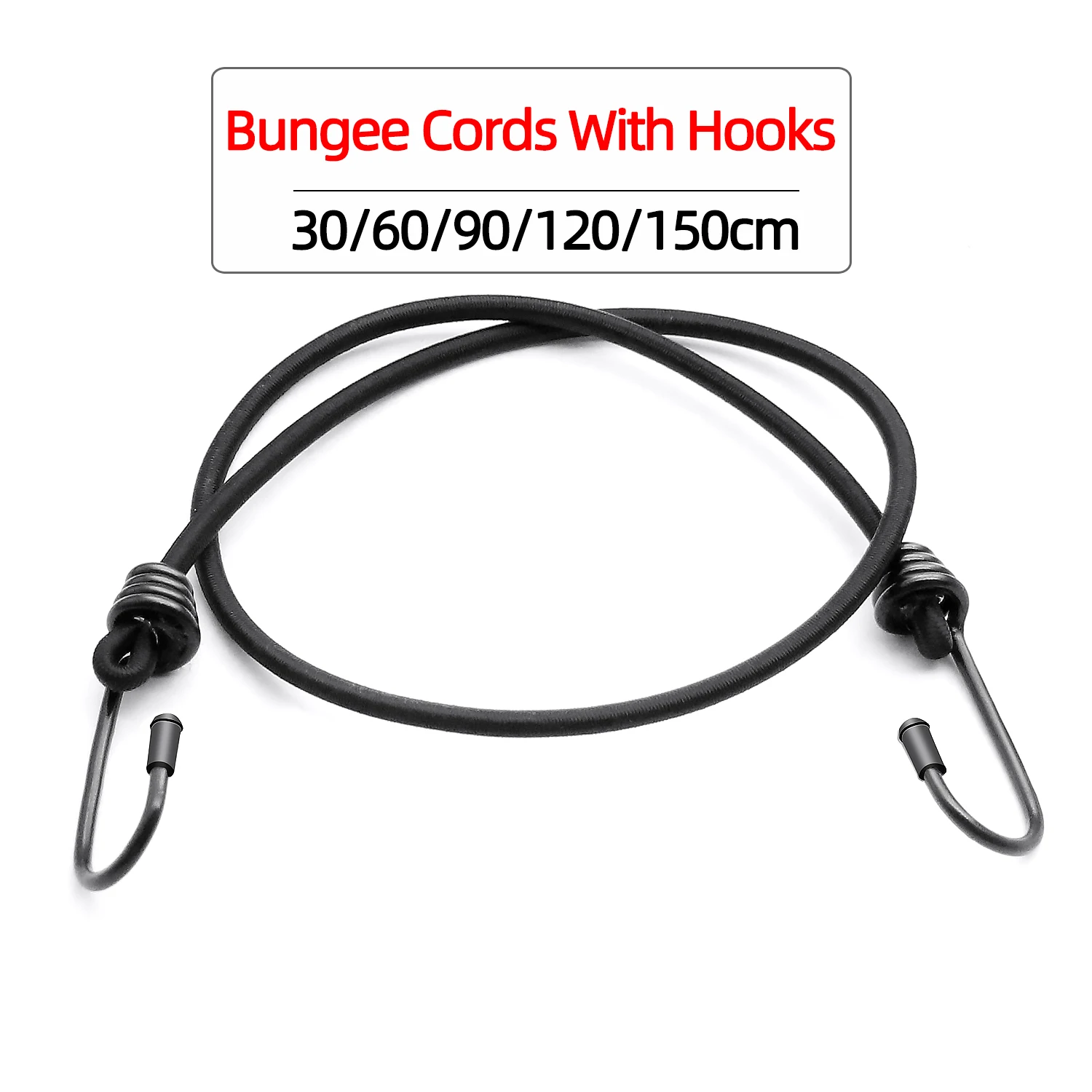 1Pc Bungee Cords High Elasticity Tied Rope Motorcycle Bicycle Luggage Lanyard Camping Bungee Cord Double-J Hooks Elastic Straps elastic bungee cord