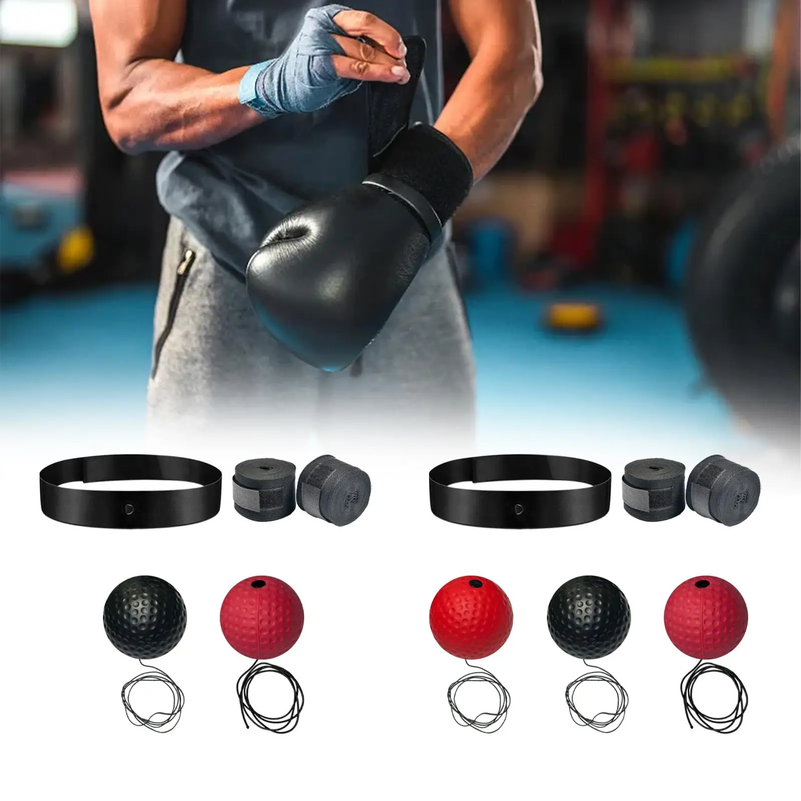 Boxing Reflex Ball Headband Adjustable Punching Speed Reflex Punching Ball Boxing Ball on String for Workout Sports Trainer