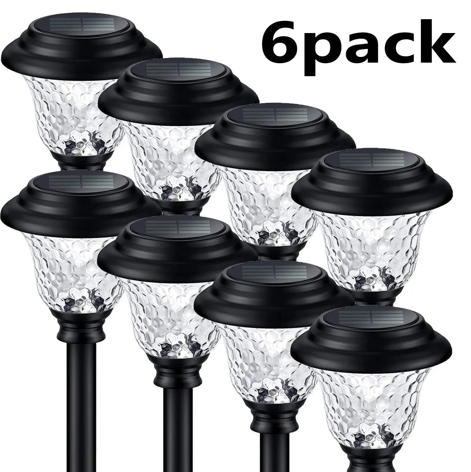 Outdoor Solar Pathway Lights 6Pack Stainless Steel Solar Garden Lights