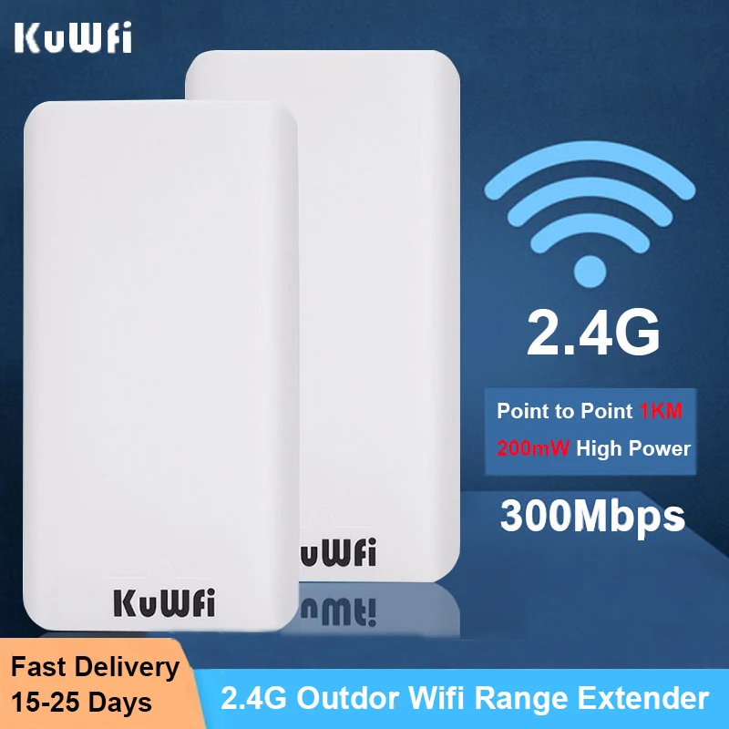 Kuwfi-roteador Wifi Externo 300mbps Repetidor Poderoso Ponto a Ponto Extensor de Alcance Amplificador Aumenta 1km 2.4g