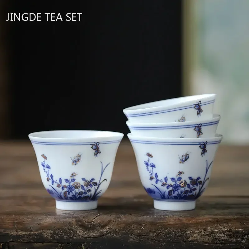 60ml Chinese Enamel Color Tea Cup Ceramic Master Cup High-grade Household Palace Style Tea Set Portable Small Tea Bowl