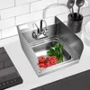 Rust Steel Sink with Faucet and Splash Guard, Commercial Wall Mounted Home Kitchen Sink 17 x 15 Inches 3