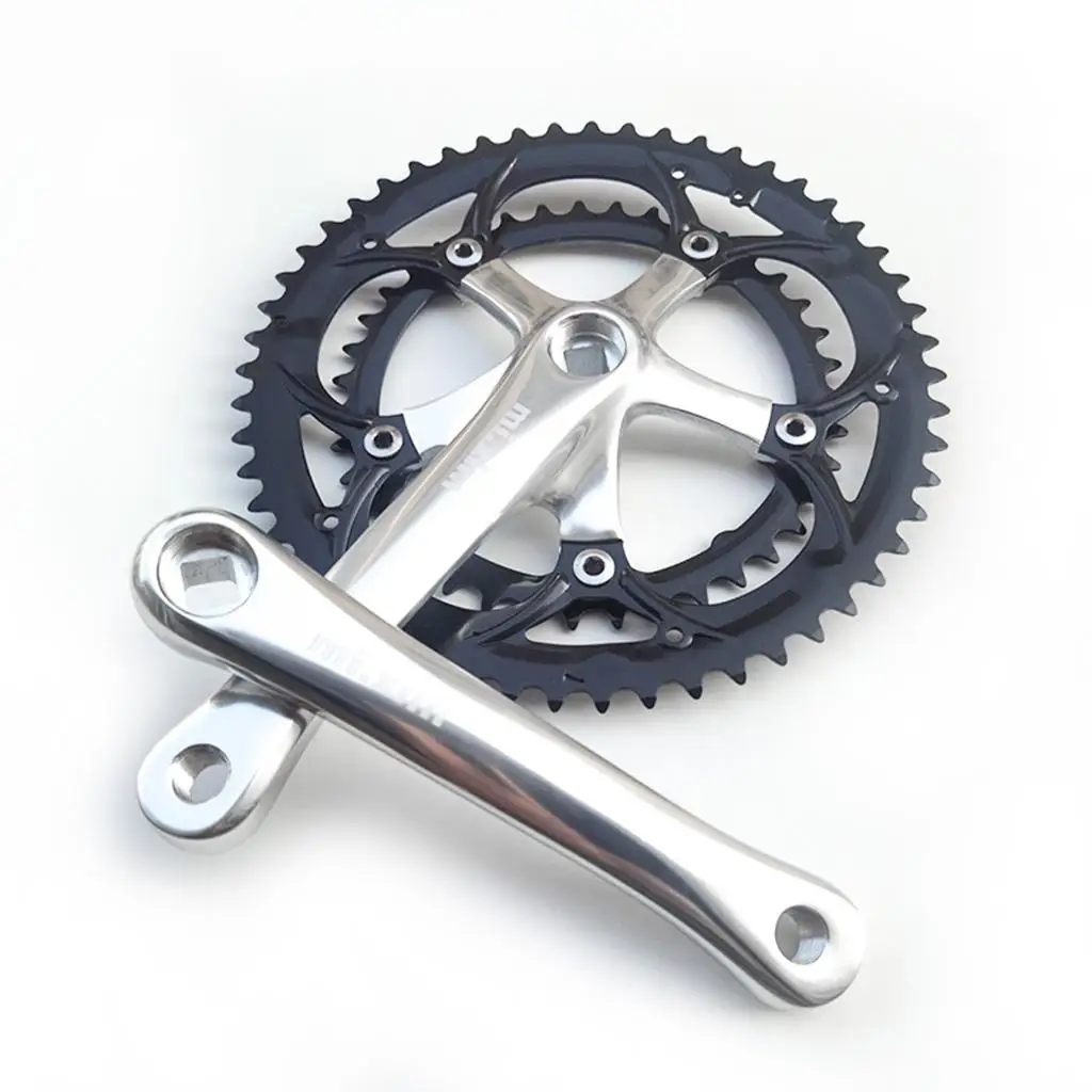 LUNJE Folding Bike Crankset 130BCD 170mm Square Taper Crank Arm Set 45/47/53/56/58T Single Chainring 6/7/8/9/10 Speed Road Bicycle Crankset 並行輸入品 Lunje Folding Bike Crank Arm Set 130bcd 170mm Aluminum Alloy