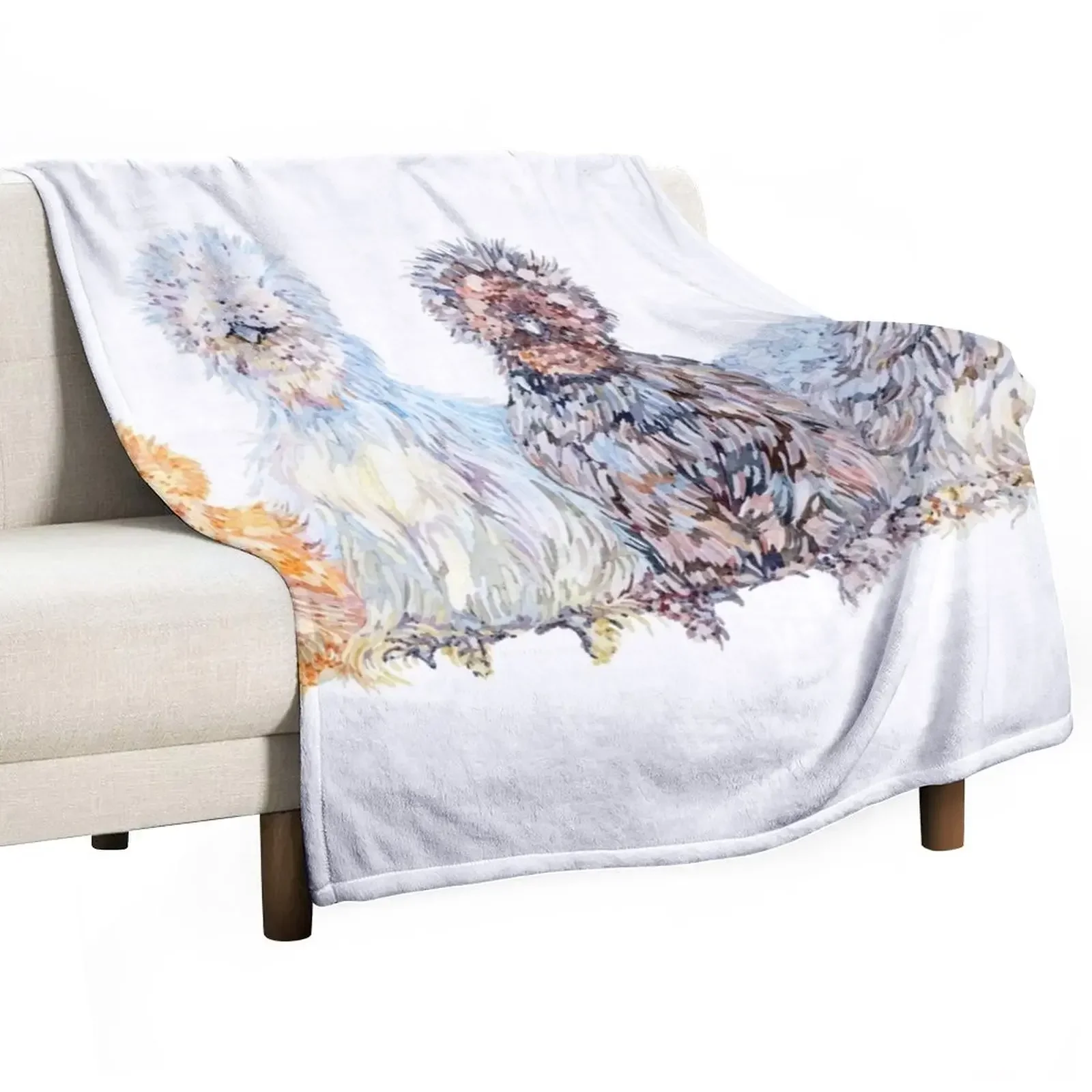 

Silkie Chicken Huddle Throw Blanket Flannel Plaid Extra Large Throw Summer Beddings Blankets