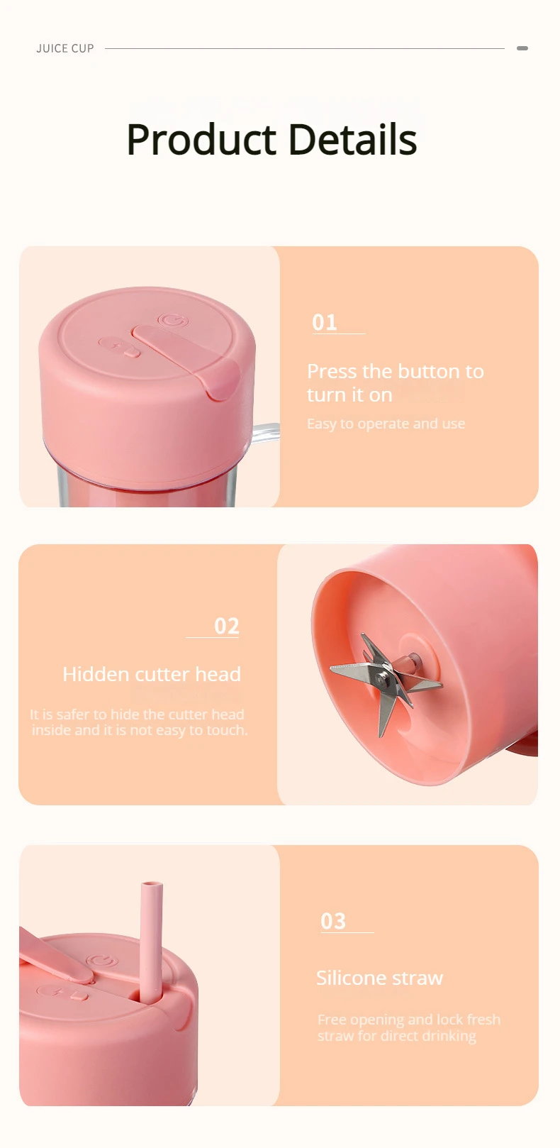 New Portable Electric Juicer Blender Milkshake Cup Fruit Blender Kitchen Tool