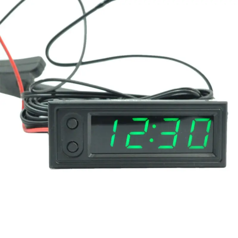 3 IN 1 Mini Car Digital Clock Thermometer Voltmeter LED-Display Digital Timer Voltmeter Interior Electronic Accessorie Backlight