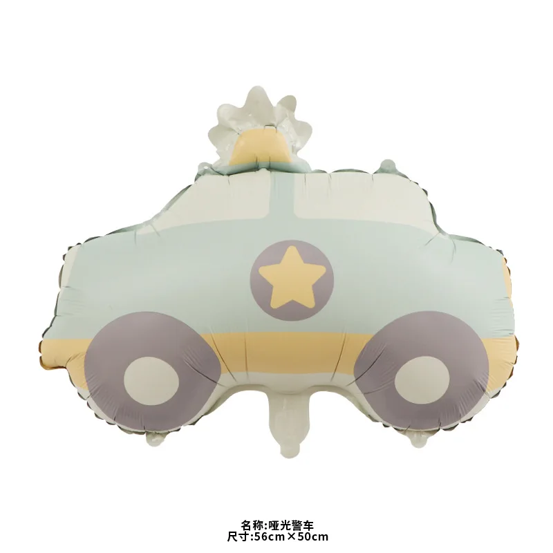 Cute Matte Balloon Rainbow Police Car Airplane Bear Kids Birthday Balloon Party Scene Decor Supplies Aluminum Film Balloon
