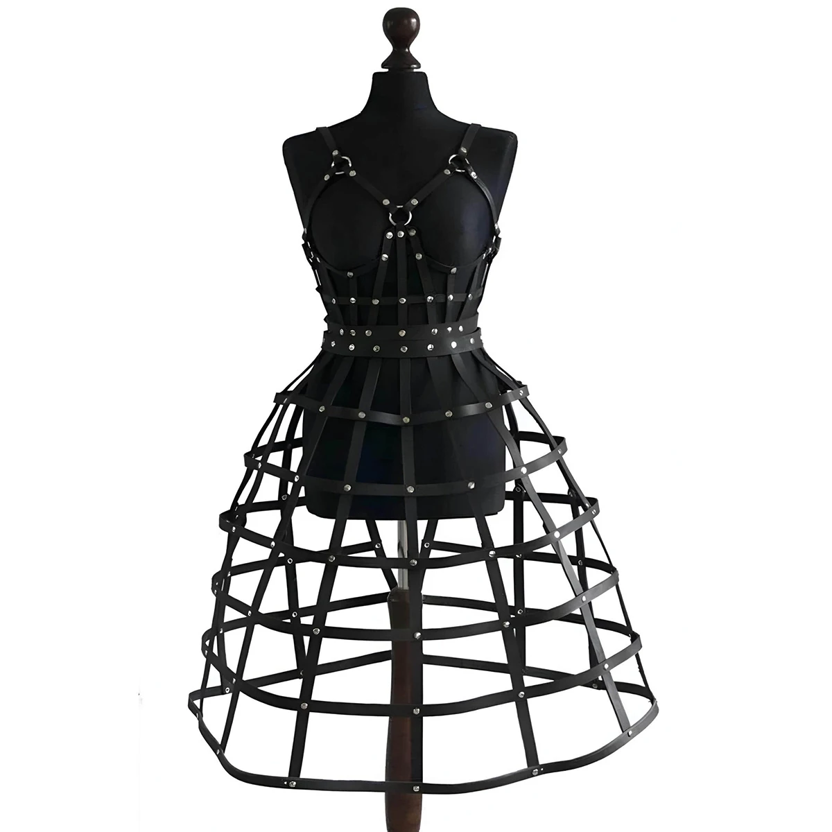 Women Sexy Leather Dress, Bondage Dress, Corset Dress, Leather Harness Dress Clothing, Dress, Caged, Mature Exotic Clothing