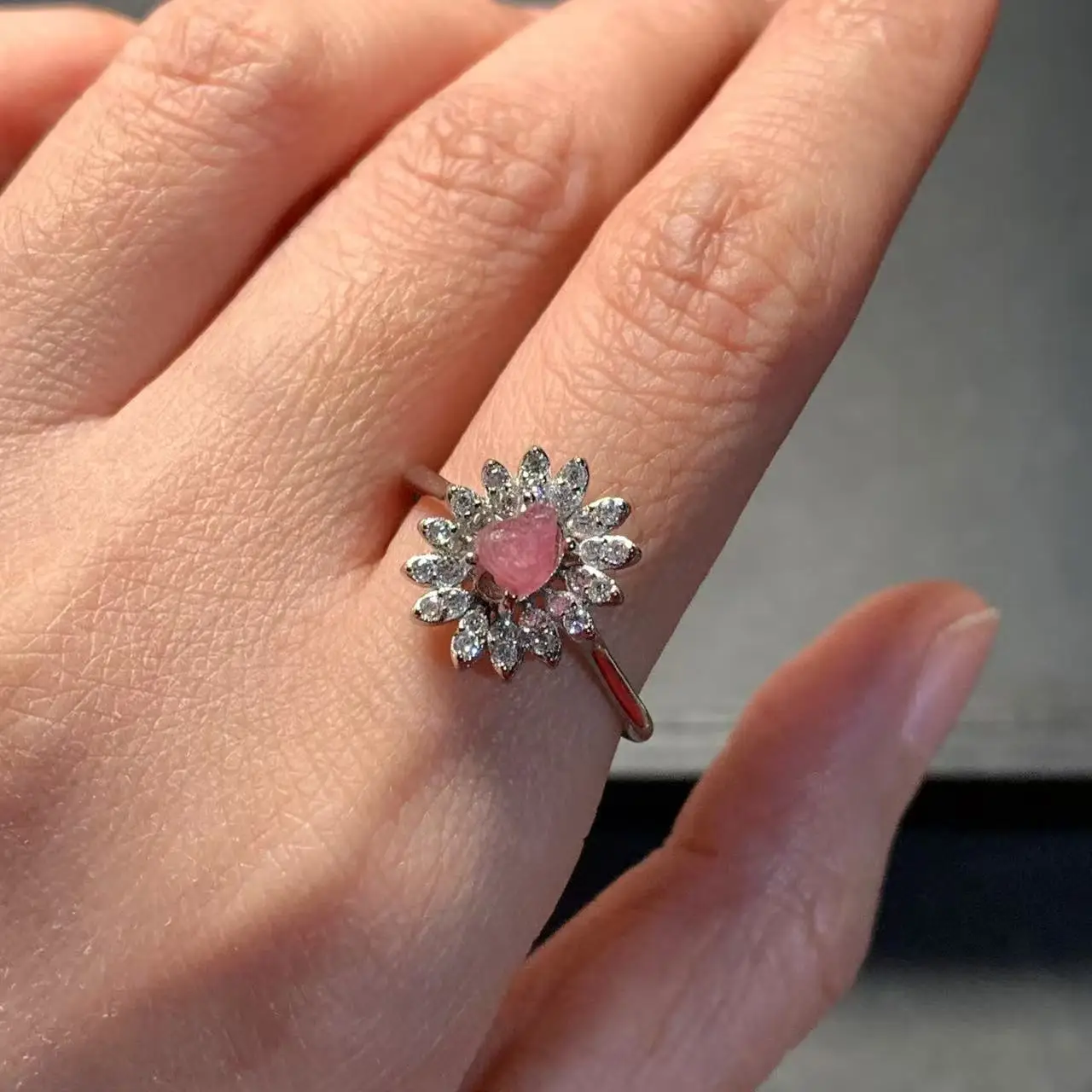 Natural PINK Tourmaline Ring Adjustable Female Ring Jewelry for Women Gift Wholesale High Quality Vintage Fine