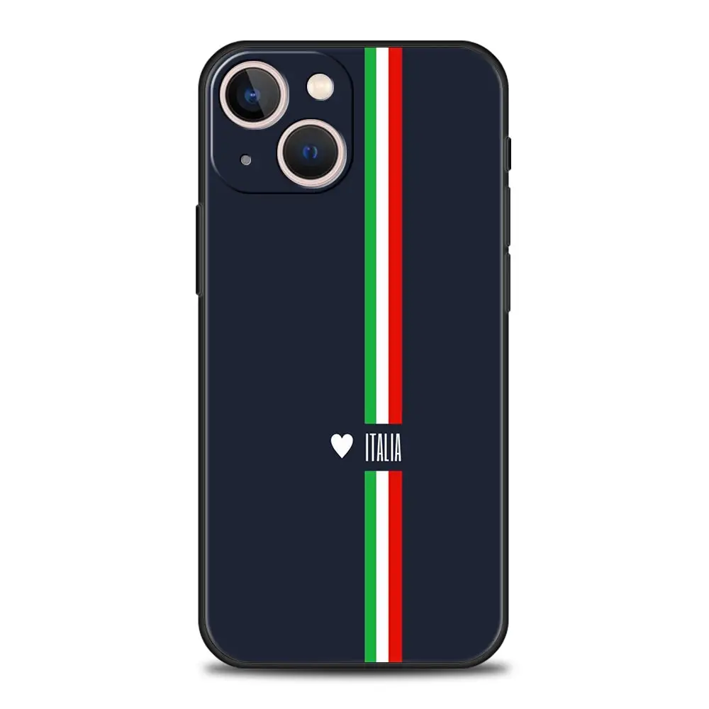 Italian Flag Luxury Silicone Phone Case - Black Protective Cover