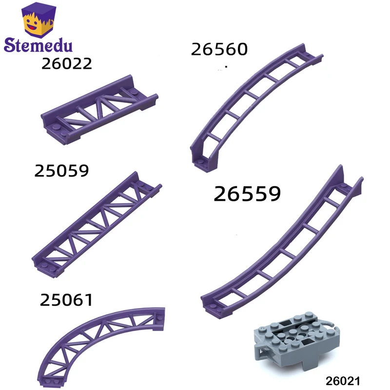 

City Building Block Track Roller rack Roller Coaster Rail Bow Slope Shaft Edges Brick Toy Compatible 25061 26559 26560
