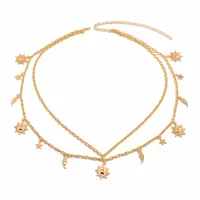 Personality Double-deck Retro Style Sun Moon Stars Tassels Alloy Waist Chain Ladies' Body Chain Jewelry 4