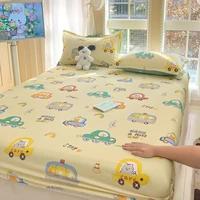 Bonenjoy 100% Cotton Bedsheet Skin-friendly Fitted Sheets Non-slip Bed Cover Cartoon Bed Linen sabanas (Pillowcase Need Order) 1