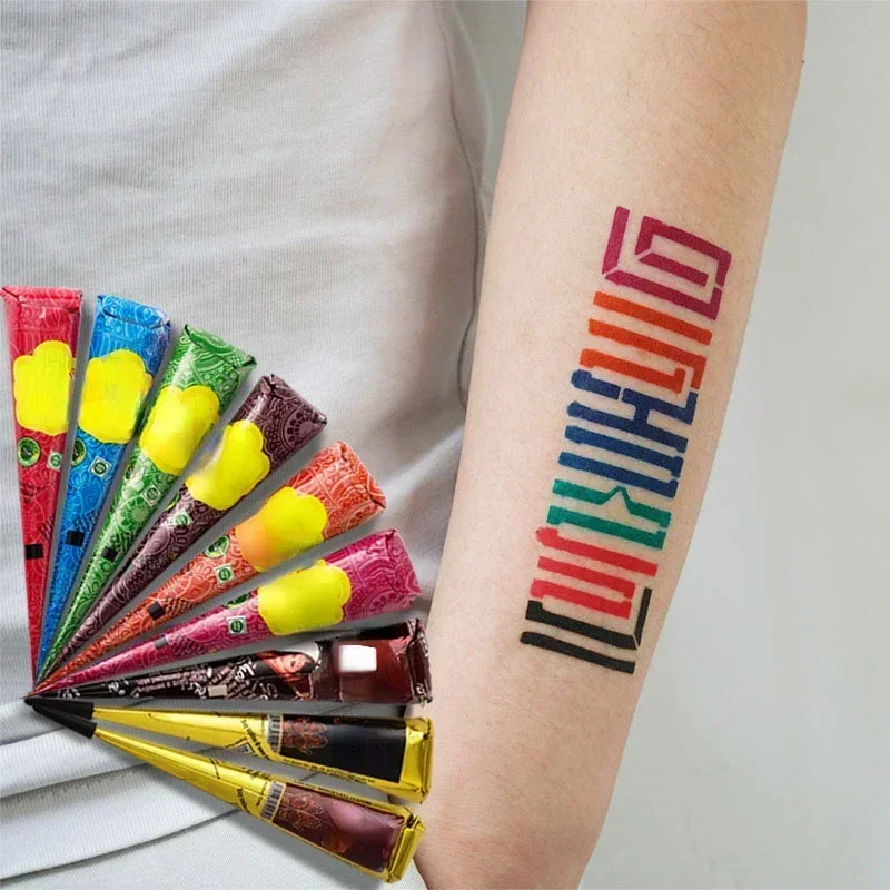 Natural Temporary Flash Tattoo Paste Black Henna Body Paint Arts Disposable Cones Sexy Tattoo Cream Indian Wedding Fashion 3