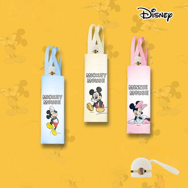 

Disney Mickey Minnie Mouse Sun Umbrella Kawaii Cartoon Rain Umbrellas Anti UV 3-Folding Portable Sunshade Cute Umbrella Gift