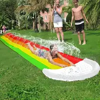 Triple Lane Slip Slides, 16 Feet Slip and Slide with Body Boards for Outside Garden Backyard, Outdoor Summer Water Lawn Slides T 1