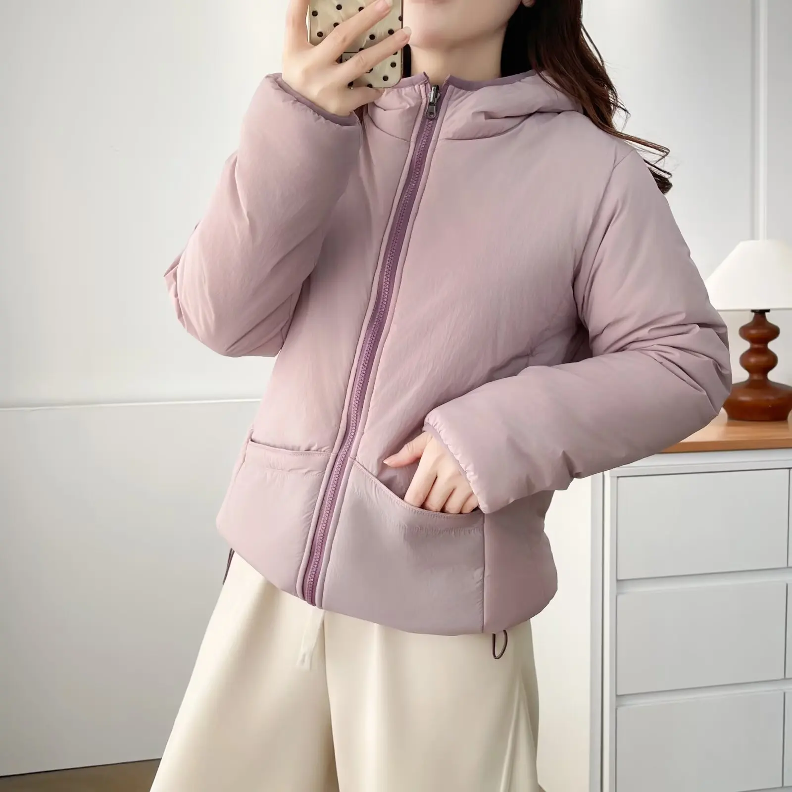 XXXXL Fashion Plus Size Women's Parkas 2025 Winter Simple Casual Wear On Both Sides Fleece Hooded Padded Jacket Warm Coat 2557