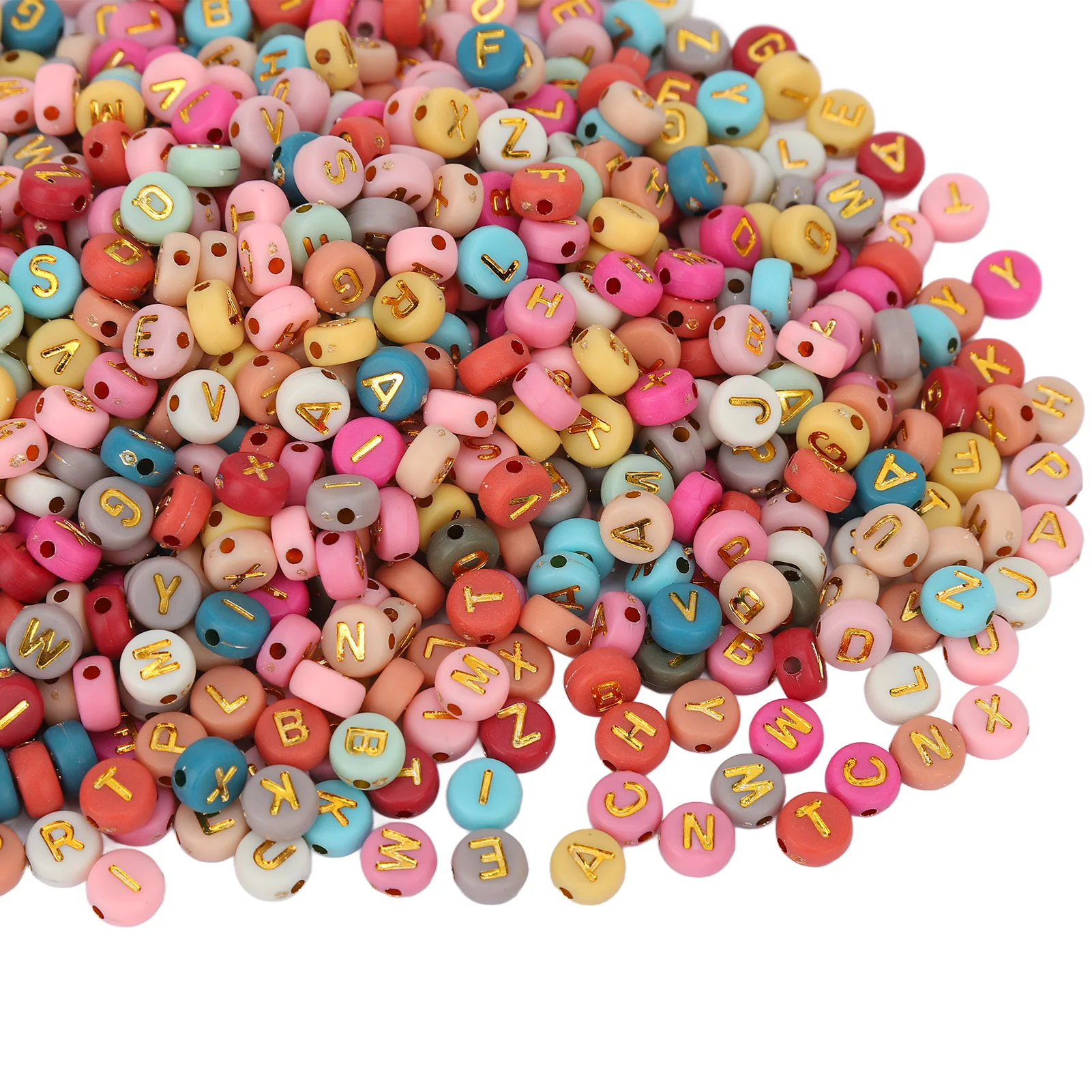 【Sale】1200Pcs Acrylic Letter Beads Smoother Comfortable Edges Round Colored Beard Beads for DIY Bracelet Necklace Earrings