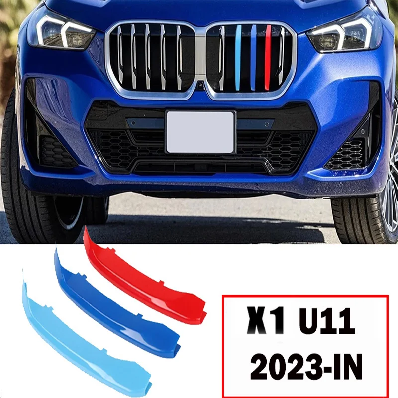 

For BMW X1 Series U11 2023 Car 3D M Styling Front Grille Trim Bumper Cover Strips Stickers External Car Accessories Decor