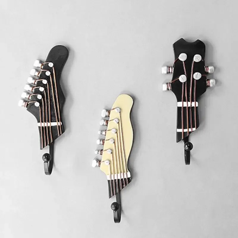 

3PCS Creative Guitar Shape Wall Hooks Home Decoration Resin Hook Vintage Style Storage Rack Bedroom Door After 3D Hanger