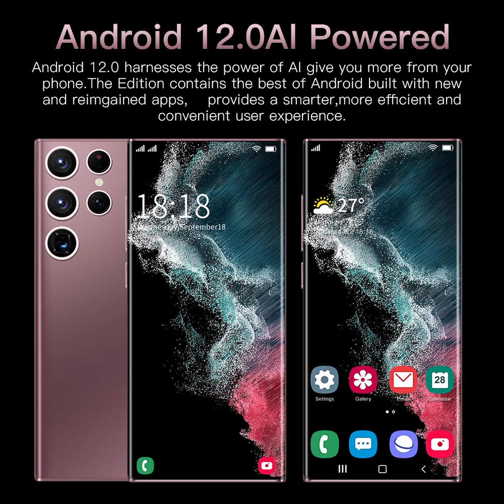 Smartphone S22 Ultra 4g 5g Celular 6.8 Polegada 6800mah Android 12.0 Versão Global 16gb 512gb Telefone Móvel da Mão da Pilha Inteligente 15 Weddings & Events