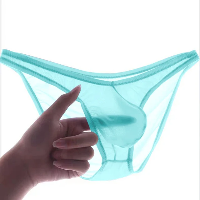 ملابس داخلية للرجال سراويل داخلية مثلثة شفافة من الحرير الجليدي الرقيق سراويل داخلية منخفضة الخصر 1