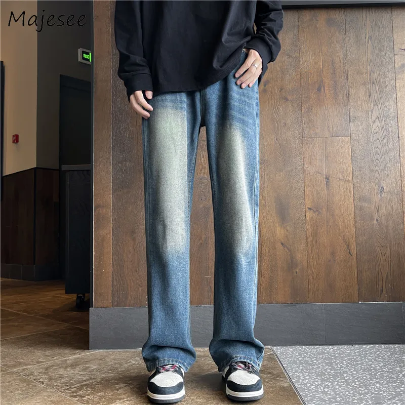 

S-3XL Washed Jeans Men Hip Hop Streetwear American Teens Denim Trousers Straight Gradient Vintage Clothing Vaqueros Handsome New