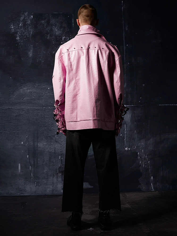 Mauroicardi Spring Autumn Cool Oversized Black Pink Crocodile