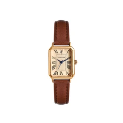 Vintage-Inspired Square Leather Strap Quartz Wristwatch (BROWN)