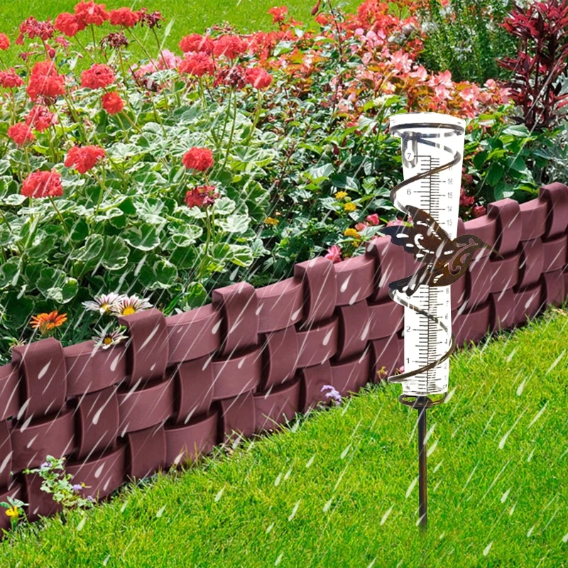 Weather-resistant Metal Rain Gauge Measuring Cup Outdoor Fence Decoration Rainwater Gauge Measuring Cup Outdoor Ornament