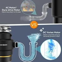 Food Waste Disposal Continuous Feed, Kitchen Garbage Disposal with Dishwasher Connection & Plug, Power Cord Included, Matte Blac 2