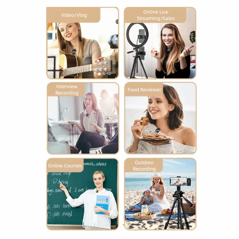 Wireless lavalier microphone, suitable for Apple Android charging portable podcast noise cancelling clip on microphone