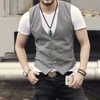 Men's Business British Style Retro Linen Vest Summer Thin Section Slim Three Button V-Neck Slim Gentleman Casual Formal Vest 4