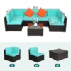 Brown Gradient Rattan Lake Blue Cushion Cushion Vacuum Packing Rattan 7 Piece Set 2