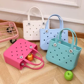 Cestino portaoggetti estivo impermeabile in EVA Mini borsa Bogg da spiaggia per bambini Borsa per la spesa da donna Borsa Bogg in gelatina di gomma da picnic Borsa per bambini 1