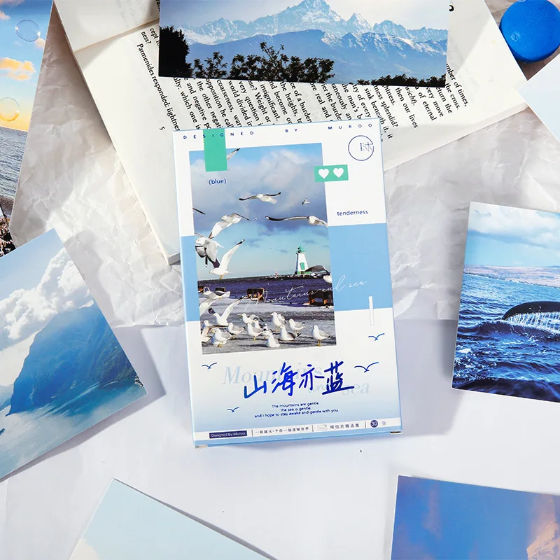 30 Sheets/Set Gentle Mountain And Sea Series Postcard INS Style Fantasy Ocean Mountain Decoration Card Greeting Message Cards