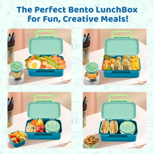 Boîte à déjeuner compacte avec récipient isolé de 8oz, récipient à collation, récipient à Sauce, bol de rangement, plateau à glace à Double compartiment BPA 3