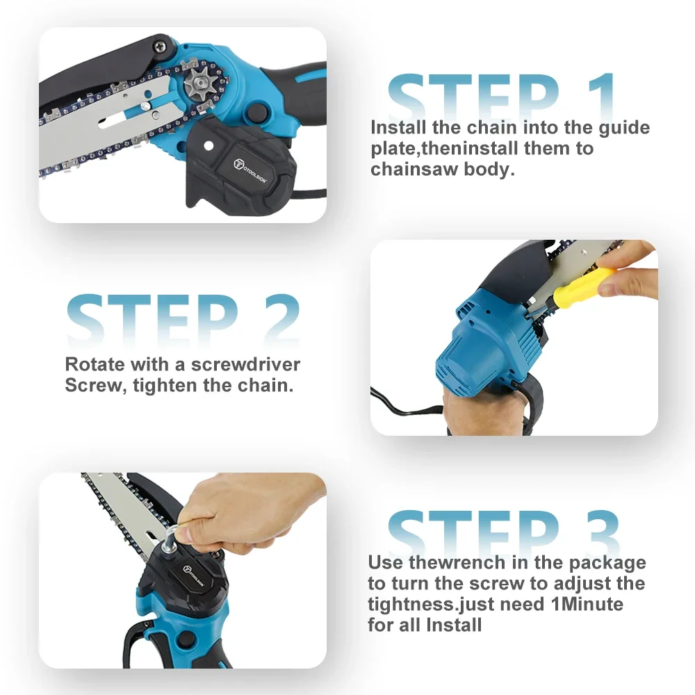 6 Inch Brushless Rechargeable 3300RPM Mini Cordless Electric Pruning Saw Woodworking Tool for Makita 18V Battery mini chainsaw electric pruning shear