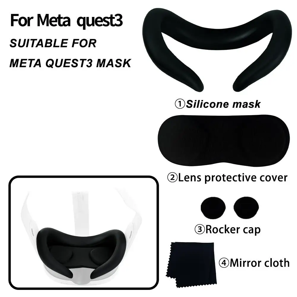

For Quest3 Eye Mask Glasses Lens Cap Sweat-proof Dust-proof Replaceable Cover Mask Silicone Eye VR Protective Cover Silicon S8S8